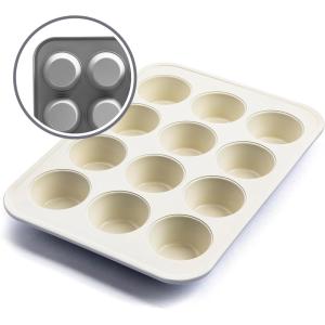 imageGreenLife 12Cup Muffin Pan Healthy Ceramic Nonstick Bakeware PFOA ampamp PFASFree Cupcake Tray Durable Baking Pan Versatile Kitchen Essential Easy Clean Muffin Mold Nonstick Baking Sheet SageGray