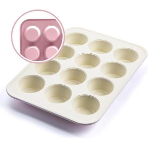 imageGreenLife 12Cup Muffin Pan Healthy Ceramic Nonstick Bakeware PFOA ampamp PFASFree Cupcake Tray Durable Baking Pan Versatile Kitchen Essential Easy Clean Muffin Mold Nonstick Baking Sheet SagePink