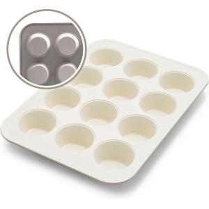 imageGreenLife 12Cup Muffin Pan Healthy Ceramic Nonstick Bakeware PFOA ampamp PFASFree Cupcake Tray Durable Baking Pan Versatile Kitchen Essential Easy Clean Muffin Mold Nonstick Baking Sheet SageTaupe