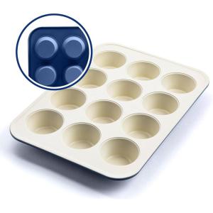 imageGreenLife 12Cup Muffin Pan Healthy Ceramic Nonstick Bakeware PFOA ampamp PFASFree Cupcake Tray Durable Baking Pan Versatile Kitchen Essential Easy Clean Muffin Mold Nonstick Baking Sheet SageBlue