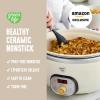 imageGreenLife 8QT Slow Cooker NonToxic PFASFree Ceramic Nonstick Removable Interior Bowl Programmable Family Friendly Keep Warm Stovetop ampamp Oven Safe Dishwasher Safe Crock Timer Glass Lid BlackCream