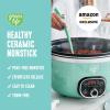 imageGreenLife 8QT Slow Cooker NonToxic PFASFree Ceramic Nonstick Removable Interior Bowl Programmable Family Friendly Keep Warm Stovetop ampamp Oven Safe Dishwasher Safe Crock Timer Glass Lid BlackTurquoise