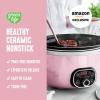 imageGreenLife 8QT Slow Cooker NonToxic PFASFree Ceramic Nonstick Removable Interior Bowl Programmable Family Friendly Keep Warm Stovetop ampamp Oven Safe Dishwasher Safe Crock Timer Glass Lid BlackPink