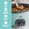 imageGreenLife 8QT Slow Cooker NonToxic PFASFree Ceramic Nonstick Removable Interior Bowl Programmable Family Friendly Keep Warm Stovetop ampamp Oven Safe Dishwasher Safe Crock Timer Glass Lid BlackTurquoise