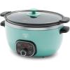 imageGreenLife 8QT Slow Cooker NonToxic PFASFree Ceramic Nonstick Removable Interior Bowl Programmable Family Friendly Keep Warm Stovetop ampamp Oven Safe Dishwasher Safe Crock Timer Glass Lid BlackTurquoise