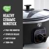 imageGreenLife 8QT Slow Cooker NonToxic PFASFree Ceramic Nonstick Removable Interior Bowl Programmable Family Friendly Keep Warm Stovetop ampamp Oven Safe Dishwasher Safe Crock Timer Glass Lid BlackBlack