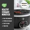 imageGreenLife 8QT Slow Cooker NonToxic PFASFree Ceramic Nonstick Removable Interior Bowl Programmable Family Friendly Keep Warm Stovetop ampamp Oven Safe Dishwasher Safe Crock Timer Glass Lid BlackBlack
