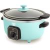 imageGreenLife 8QT Slow Cooker NonToxic PFASFree Ceramic Nonstick Removable Interior Bowl Programmable Family Friendly Keep Warm Stovetop ampamp Oven Safe Dishwasher Safe Crock Timer Glass Lid BlackTurquoise