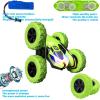 imageThreeking RC Stunt Cars Remote Control Car DoubleSided Driving 360degree Flips Rotating Car Toy GreenGreen