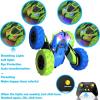 imageThreeking RC Stunt Cars Remote Control Car DoubleSided Driving 360degree Flips Rotating Car Toy GreenGreenblue