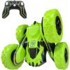 imageThreeking RC Stunt Cars Remote Control Car DoubleSided Driving 360degree Flips Rotating Car Toy GreenGreenwithout Lights