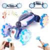 imageThreeking Rc Twist Stunt Car Toy Remote Control Cars Moving Horizontally DoubleSided Driving 360degree Rotating with Lights Music 4WD Car Toys Gifts Presents for BoysGirls Ages 62728bu