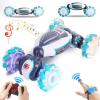 imageThreeking Rc Twist Stunt Car Toy Remote Control Cars Moving Horizontally DoubleSided Driving 360degree Rotating with Lights Music 4WD Car Toys Gifts Presents for BoysGirls Ages 62728gn