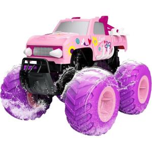 imageThreeking 116 Waterproof Monster Truck Pickup Toys RC Cars Remote Control Car Truck Toys 4WD All Terrain OffRoad Car Toy Gifts Presents 6 7 8 9 10 11 12 Year Old Kids Boys Girls ToysPickup Pink