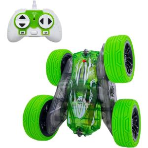 imageThreeking RC Stunt Cars Remote Control Car DoubleSided Driving 360degree Flips Rotating Car Toy GreenGreena