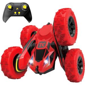 imageThreeking RC Stunt Cars Remote Control Car DoubleSided Driving 360degree Flips Rotating Car Toy GreenRed