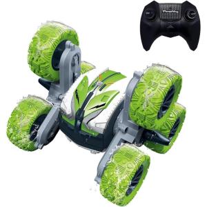 imageThreeking RC Stunt Cars Remote Control Car DoubleSided Driving 360degree Flips Rotating Car Toy GreenWaterproof geen