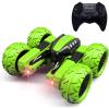 imageThreeking RC Rotating Stunt Cars Flowering Remote Control Cars Toys with Lights DoubleSided Driving 360degree Flips Rotating Car Toy GreenGreen