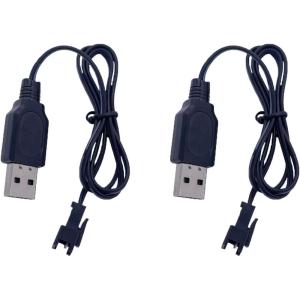 imageThreeking 2 pcs 37V USB Charger Cable for Remote Control Toys RC Car Truck Boat Toy2 pcs USB Charger