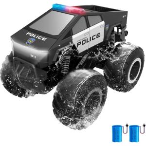 imageGoBang 116 Amphibious Remote Control Car Cyber Police Toy Monster Truck Toys Waterproof Rc Cars 4WD All Terrain OffRoad Trucks for 6 7 8 9 10 11 12 Year Old Boys Girls Gifts Presents
