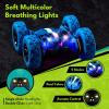 imageRemote Control Car RC Cars Toys for Boys Girls Ages 612 Upgraded USBC Modular Batteries Threeking 4WD Stunt Car with Breathing Soft Lights DoubleSided Driving ampamp 360 Flips Presents Gifts GreenUpblue