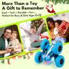 imageRemote Control Car RC Cars Toys for Boys Girls Ages 612 Upgraded USBC Modular Batteries Threeking 4WD Stunt Car with Breathing Soft Lights DoubleSided Driving ampamp 360 Flips Presents Gifts GreenUpblue