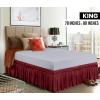 imageUtopia Bedding Queen Elastic Bed Ruffle  Easy Wrap Around Ruffle  Microfiber Bed Skirt with Adjustable Elastic Belt 16 Inch Tailored Drop  Hotel Quality Bedskirt Fade Resistant Queen GreyBurgundy
