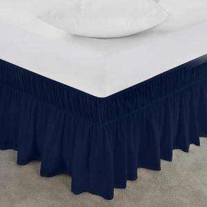 imageUtopia Bedding Queen Elastic Bed Ruffle  Easy Wrap Around Ruffle  Microfiber Bed Skirt with Adjustable Elastic Belt 16 Inch Tailored Drop  Hotel Quality Bedskirt Fade Resistant Queen GreyNavy