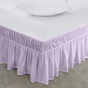 imageUtopia Bedding Queen Elastic Bed Ruffle  Easy Wrap Around Ruffle  Microfiber Bed Skirt with Adjustable Elastic Belt 16 Inch Tailored Drop  Hotel Quality Bedskirt Fade Resistant Queen GreyLavender