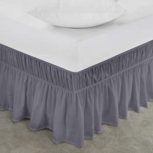 imageUtopia Bedding Queen Elastic Bed Ruffle  Easy Wrap Around Ruffle  Microfiber Bed Skirt with Adjustable Elastic Belt 16 Inch Tailored Drop  Hotel Quality Bedskirt Fade Resistant Queen GreyGrey
