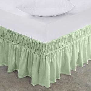 imageUtopia Bedding Queen Elastic Bed Ruffle  Easy Wrap Around Ruffle  Microfiber Bed Skirt with Adjustable Elastic Belt 16 Inch Tailored Drop  Hotel Quality Bedskirt Fade Resistant Queen GreySage