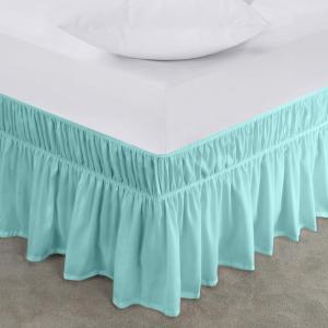 imageUtopia Bedding Queen Elastic Bed Ruffle  Easy Wrap Around Ruffle  Microfiber Bed Skirt with Adjustable Elastic Belt 16 Inch Tailored Drop  Hotel Quality Bedskirt Fade Resistant Queen GreySpa Blue