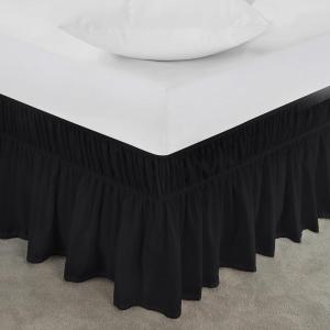 imageUtopia Bedding Queen Elastic Bed Ruffle  Easy Wrap Around Ruffle  Microfiber Bed Skirt with Adjustable Elastic Belt 16 Inch Tailored Drop  Hotel Quality Bedskirt Fade Resistant Queen GreyBlack