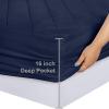 imageUtopia Bedding Quilted Fitted Mattress Pad Queen Size Elastic Fitted Mattress Topper Protector and Cover Stretches up to 16 Inches Deep Machine Washable WhiteNavy