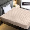 imageUtopia Bedding Quilted Fitted Mattress Pad Queen Size Elastic Fitted Mattress Topper Protector and Cover Stretches up to 16 Inches Deep Machine Washable WhiteBeige