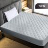 imageUtopia Bedding Quilted Fitted Mattress Pad Queen Size Elastic Fitted Mattress Topper Protector and Cover Stretches up to 16 Inches Deep Machine Washable WhiteLight Grey