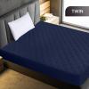 imageUtopia Bedding Quilted Fitted Mattress Pad Queen Size Elastic Fitted Mattress Topper Protector and Cover Stretches up to 16 Inches Deep Machine Washable WhiteNavy
