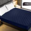 imageUtopia Bedding Quilted Fitted Mattress Pad Queen Size Elastic Fitted Mattress Topper Protector and Cover Stretches up to 16 Inches Deep Machine Washable WhiteNavy