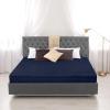 imageUtopia Bedding Quilted Fitted Mattress Pad Queen Size Elastic Fitted Mattress Topper Protector and Cover Stretches up to 16 Inches Deep Machine Washable WhiteNavy