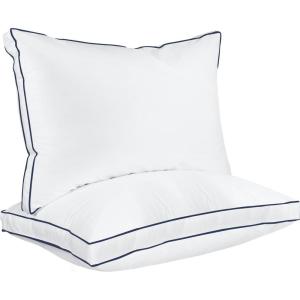 imageUtopia Bedding Bed Pillows for Sleeping Queen Size White Set of 2 Cooling Hotel Quality Gusseted Pillow for Back Stomach or Side SleepersNavyWhite