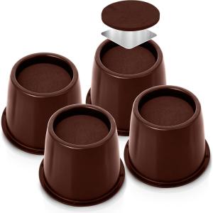 imageUtopia Bedding Bed Risers 3 Inch  8 Pack  Round Furniture Risers with Top AntiSlip Foam with Metal Plate ampamp Bottom Rubber Pads  Bed Risers Heavy Duty for Sofa Couch ampamp Chair Lifts BlackRed Brown