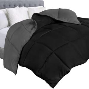 imageUtopia Bedding Comforter Duvet Insert Quilted Comforter with Corner Tabs Box Stitched Down Alternative Comforters Queen Size WhiteBlackGrey
