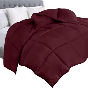imageUtopia Bedding Comforter Duvet Insert Quilted Comforter with Corner Tabs Box Stitched Down Alternative Comforters Queen Size WhiteBurgundy