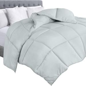 imageUtopia Bedding Comforter Duvet Insert Quilted Comforter with Corner Tabs Box Stitched Down Alternative Comforters Queen Size WhiteLight Grey