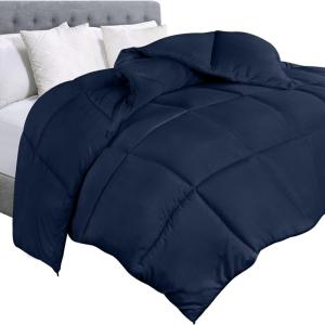imageUtopia Bedding Comforter Duvet Insert Quilted Comforter with Corner Tabs Box Stitched Down Alternative Comforters Queen Size WhiteNavy Blue