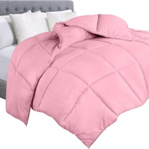 imageUtopia Bedding Comforter Duvet Insert Quilted Comforter with Corner Tabs Box Stitched Down Alternative Comforters Queen Size WhitePink