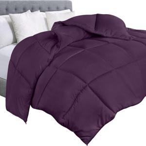 imageUtopia Bedding Comforter Duvet Insert Quilted Comforter with Corner Tabs Box Stitched Down Alternative Comforters Queen Size WhitePlum