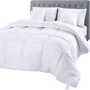 imageUtopia Bedding Comforter Duvet Insert Quilted Comforter with Corner Tabs Box Stitched Down Alternative Comforters Queen Size WhiteWhite