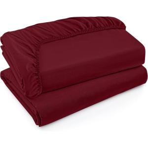 imageUtopia Bedding Queen Fitted Sheet  Bottom Sheet  Deep Pocket  Soft Microfiber  Shrinkage and Fade Resistant  Easy Care 1 Fitted Sheet Only GreyBurgundy