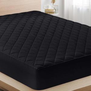 imageUtopia Bedding Quilted Fitted Mattress Pad Queen Size Elastic Fitted Mattress Topper Protector and Cover Stretches up to 16 Inches Deep Machine Washable WhiteBlack